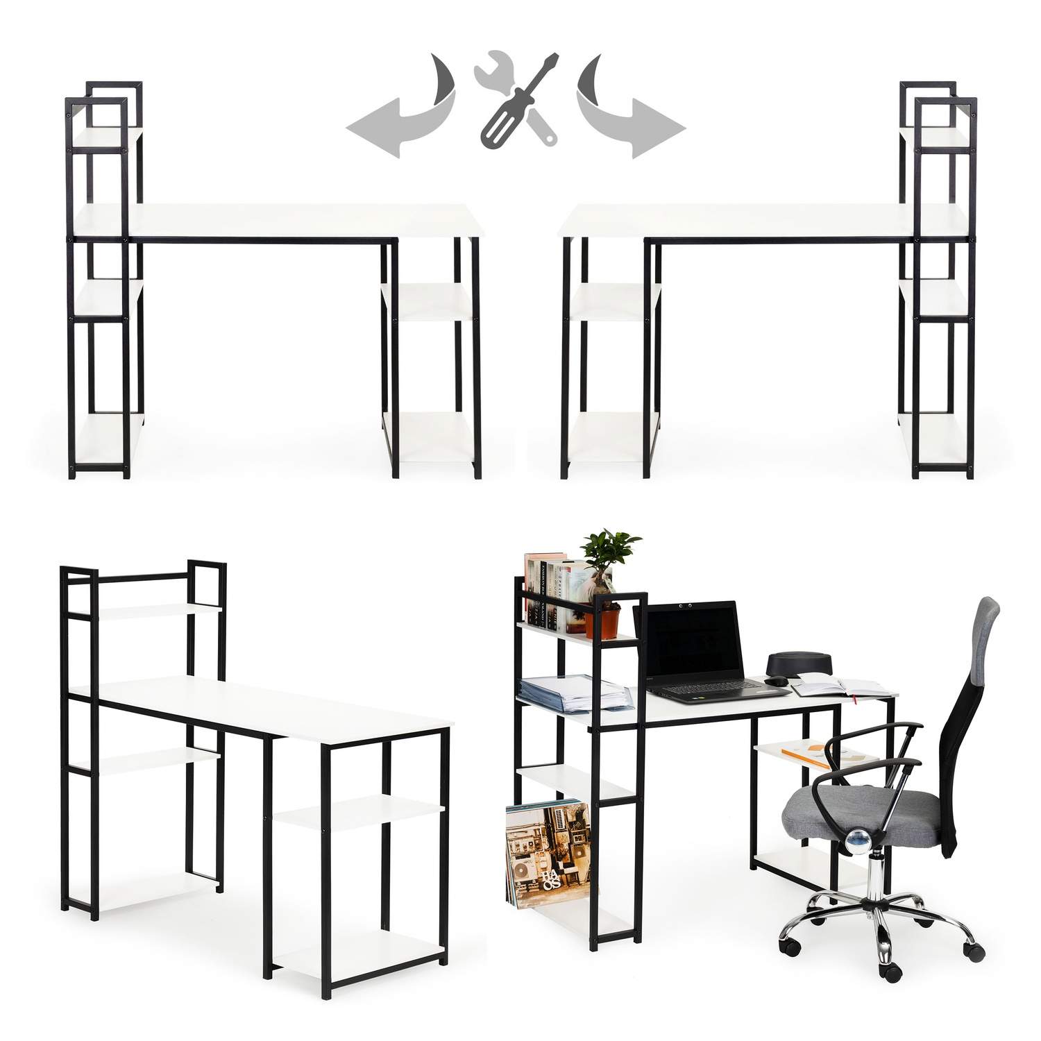 Industriellt Skrivbord med Hyllor för Kontor | Hem & Hobby | Pryloteket