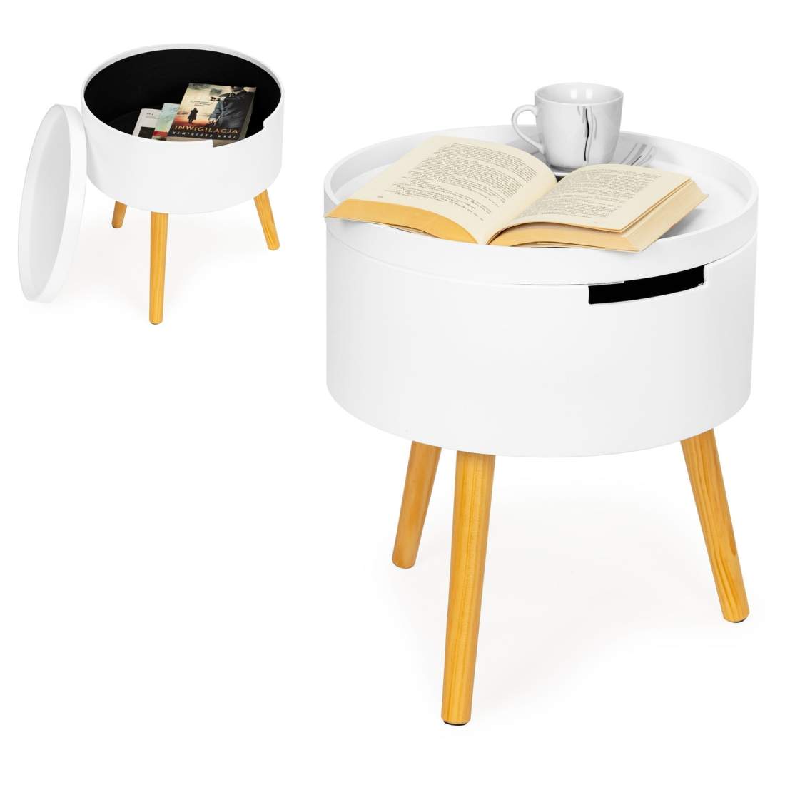 Runt soffbord med förvaring och sängbord | Hem & Hobby - Hem & Hushåll - Sovrum | Pryloteket