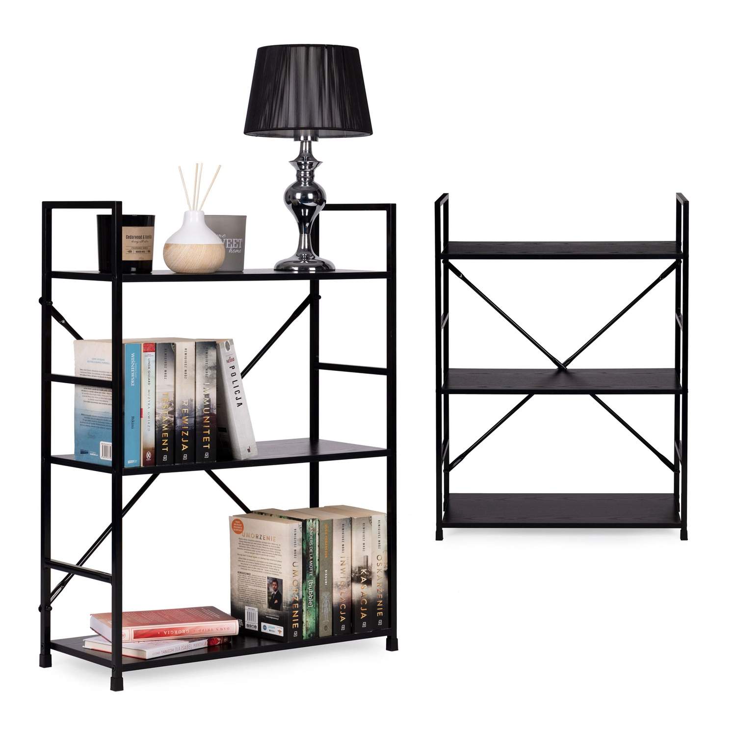 Træ bogreol LOFT med metalramme, 3 hylder