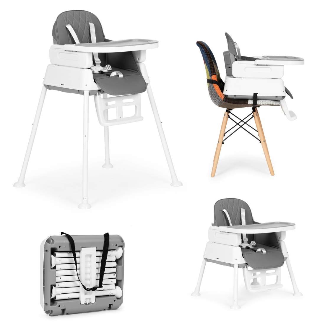 Hopfällbar 3-i-1 barnmatarstol grå | Hem & Hobby - Hem & Hushåll - Tvätt | Pryloteket
