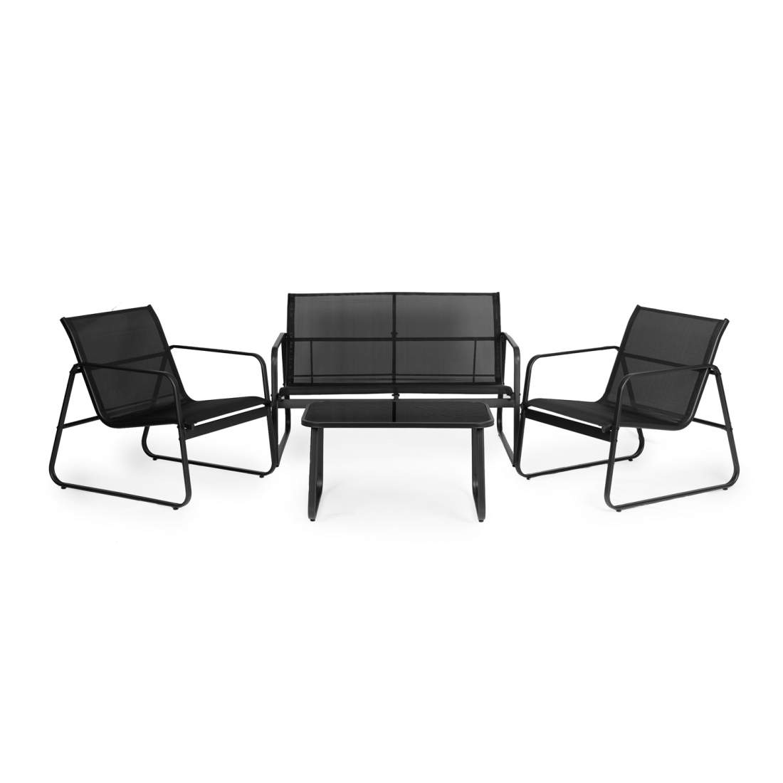 Trädgårdsmöbelset: Svart bord, bänk & metallstolar | Hem & Hobby - Hem & Hushåll - Balkong | Pryloteket