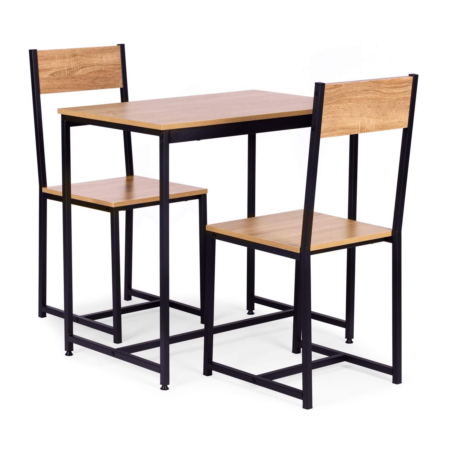 Møbelsæt: Bord & 2 Stole i Metal og MDF