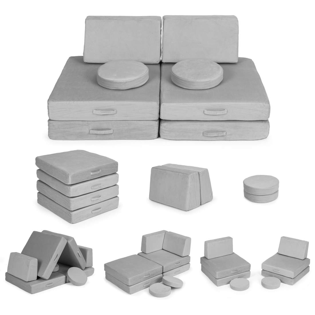 Stor hopfällbar modulsoffa för barn, grå | Hem & Hobby - Hem & Hushåll - Tvätt | Pryloteket