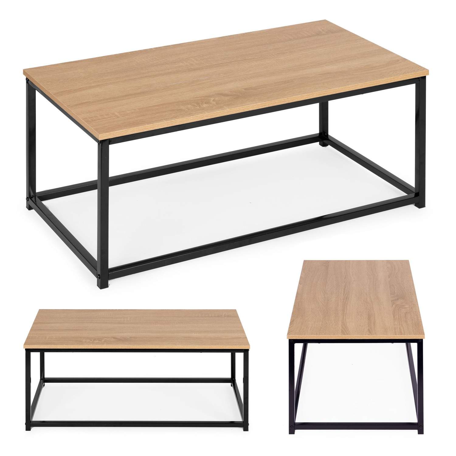 Stort soffbord i brunt med metallskiva | Hem & Hobby | Pryloteket