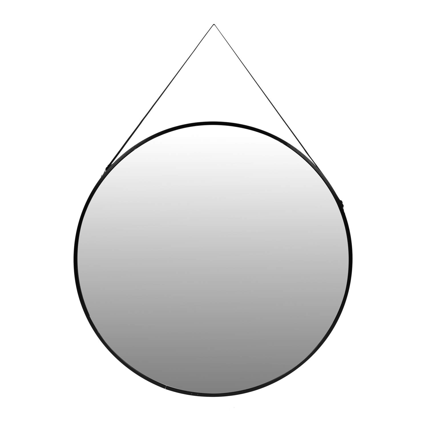Vægspejl 60 cm med sort rem og ramme