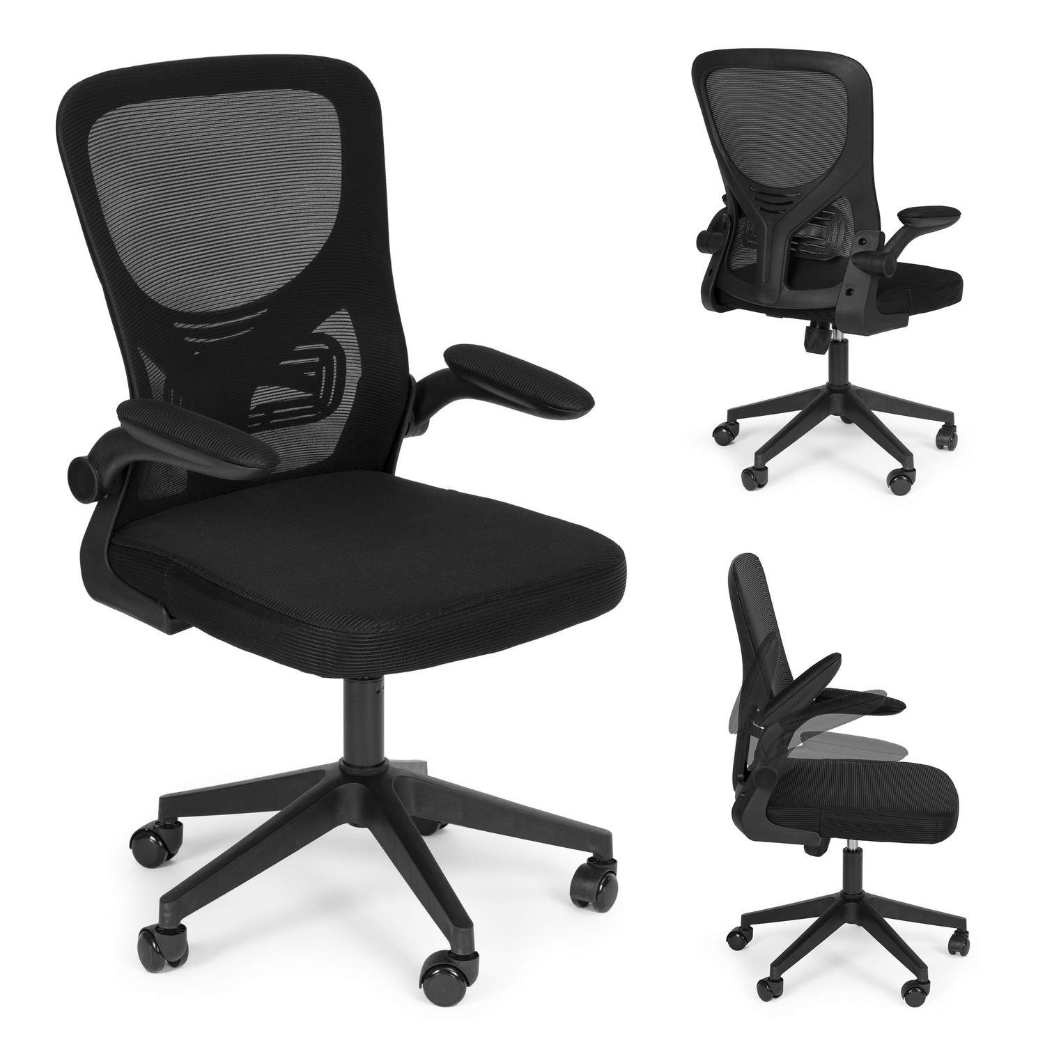 Formsyet kontorstol med sorte armlæn