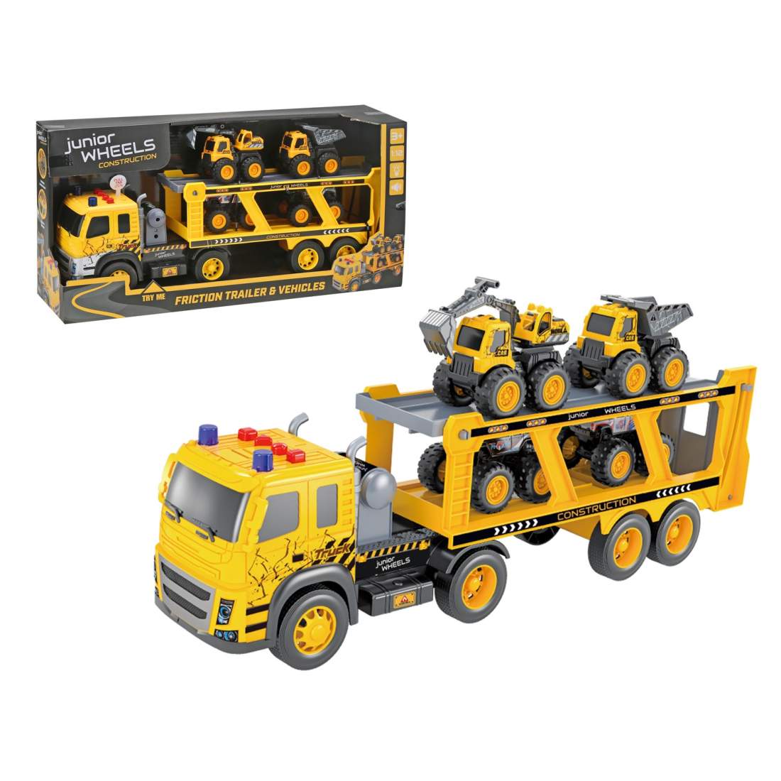 Junior Wheels Friction Trailer W. 4 Vehicles 112