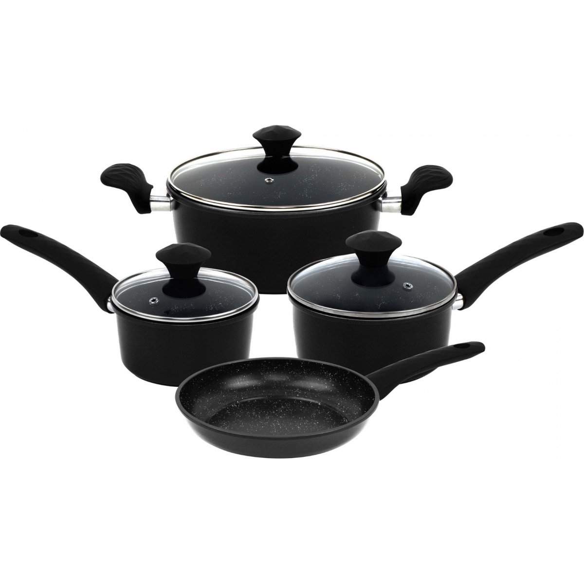 Marmoreret gryde og kasserolle i støbejern