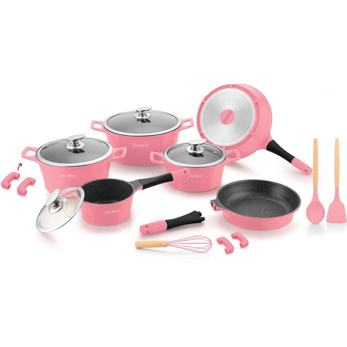 17-delars induktionspannset - Rosa | Hem & Hobby - Hem & Hushåll - Kök - Köksredskap - Övriga Köksredskap | Pryloteket