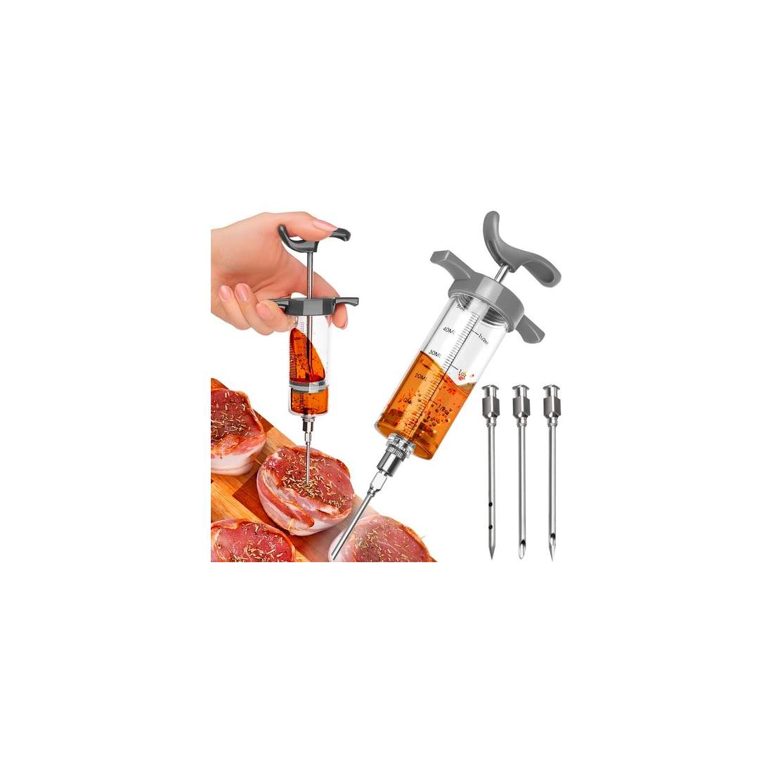 Köttinjektor med 3 nålar rostfritt stål | Hem & Hobby - Hem & Hushåll - Tvätt | Pryloteket