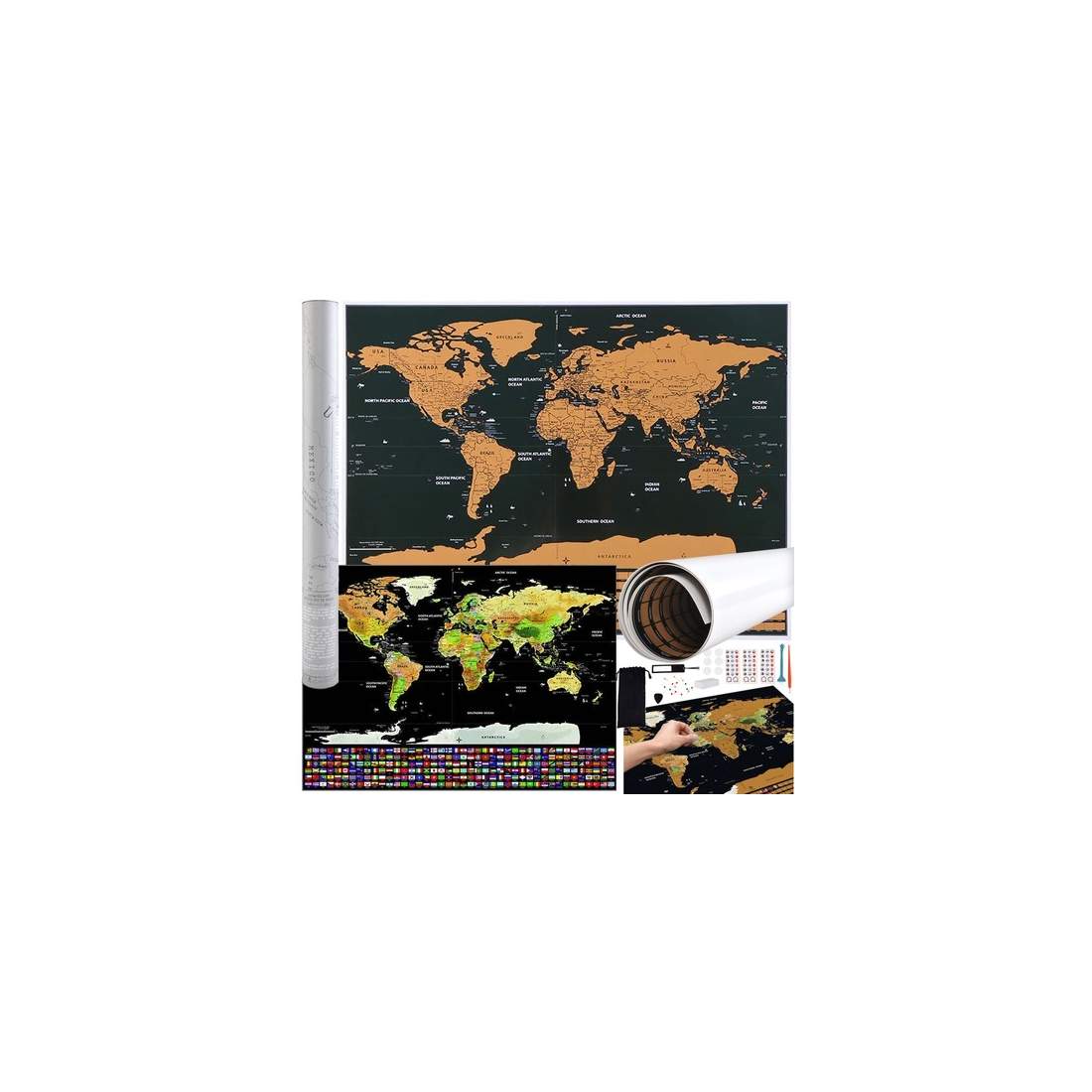 Skrapkarta Världen med Flaggor och Tillbehör | Leksaker & Spel - Leksaker - Rittillbehör & Pyssel - Klistermärken | Pryloteket