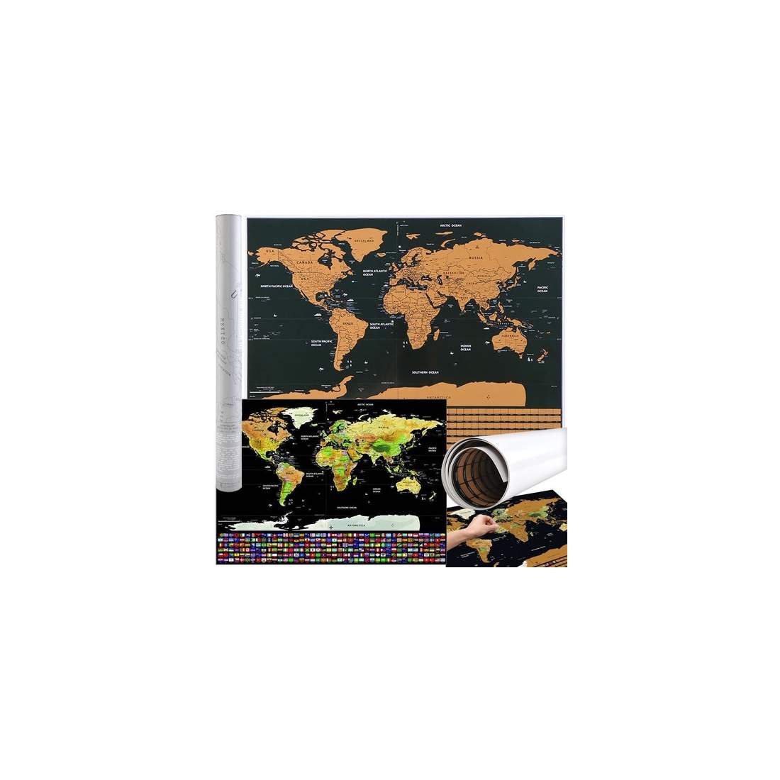 Skrapkarta Världen med Flaggor 23443 | Mode & Accessoarer - Smycken, Smyckesset & Tillbehör - Ringar | Pryloteket