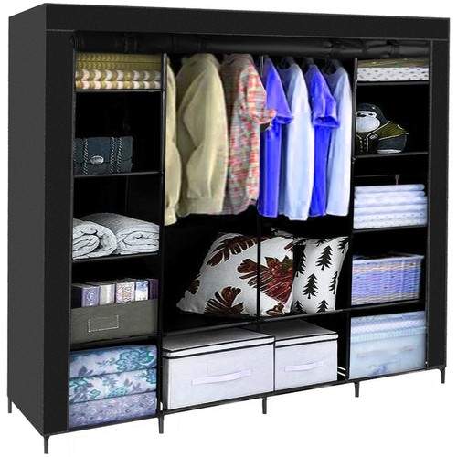 Sammenfoldelig stofgarderobe med hylder 170x170cm