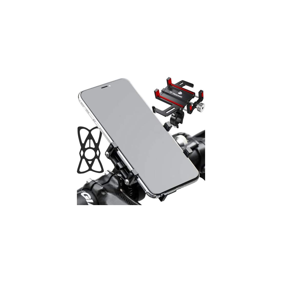 Cykeltelefonholder med justerbart gummibånd