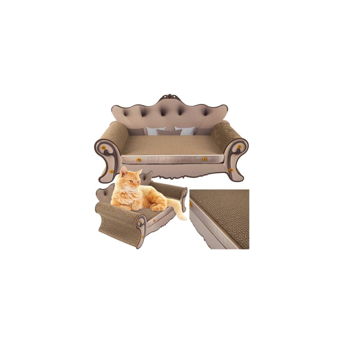 Lyxig Kattskrapa Soffa i Beige Tyg | Elektronik - Tillbehör Mobil & Surfplatta - Mobiltillbehör - Mobilkablar - Tillbehör | Pryloteket