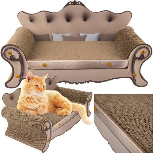 Ylellinen Cat Scratcher -sohva beige-kankaasta