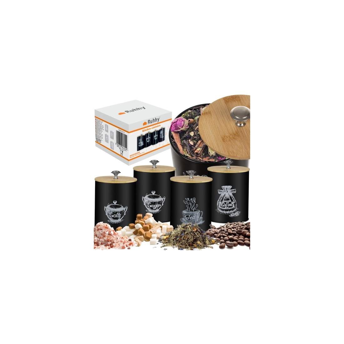 Köksbehållare i glas - Set om 4 st | Hem & Hobby - Hem & Hushåll - Kök - Köksredskap - Lock | Pryloteket