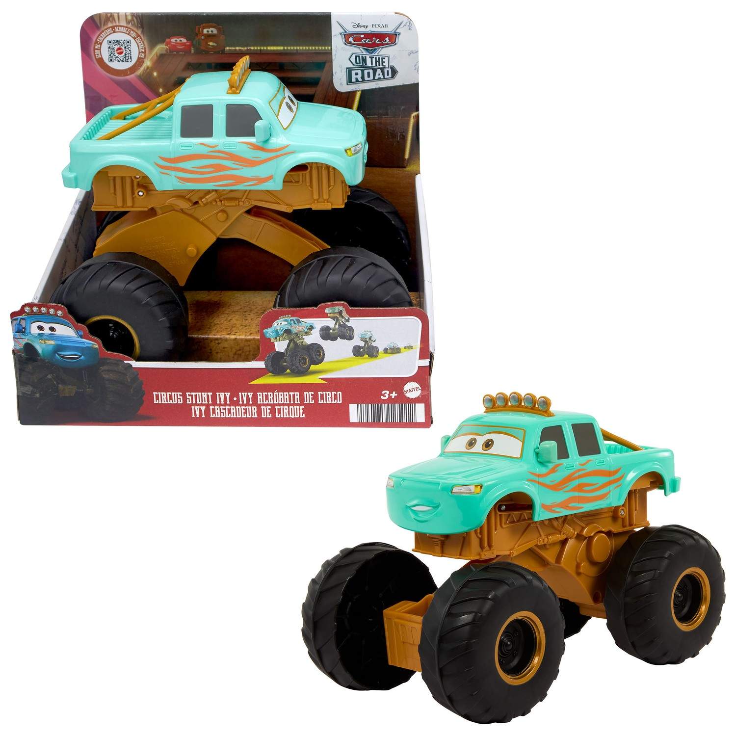 Disney Pixar Cars Disney and Pixar Cars On the Road-cirkusbilen Ivy, Monster lasbil, 3 År, Plast, Brun, Mintfarve