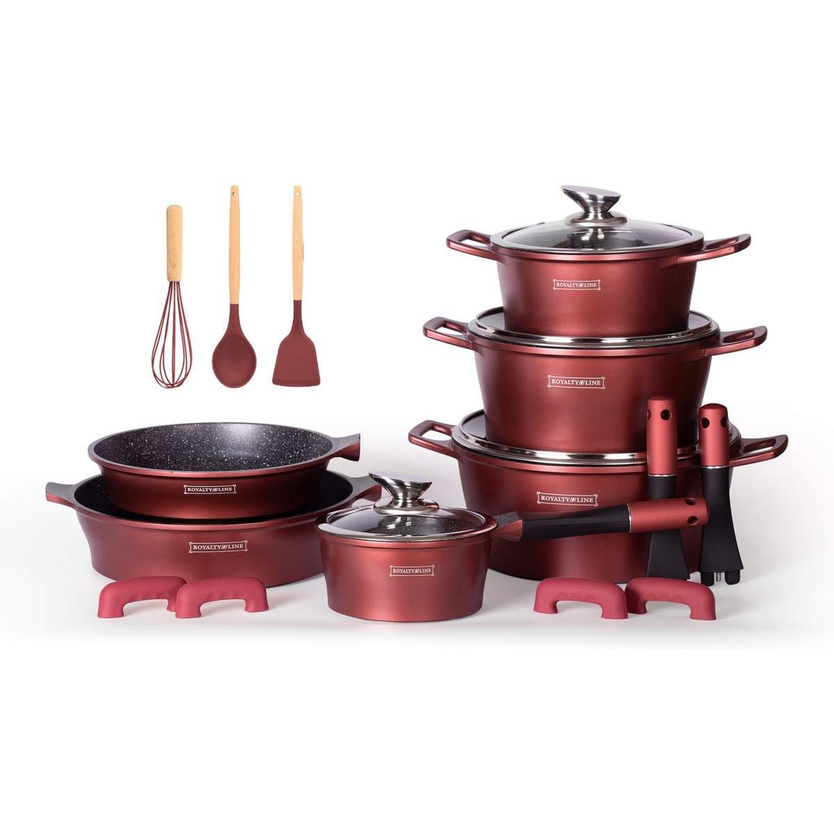 Marmorbelagt grydesæt med 14 dele - Bourgogne