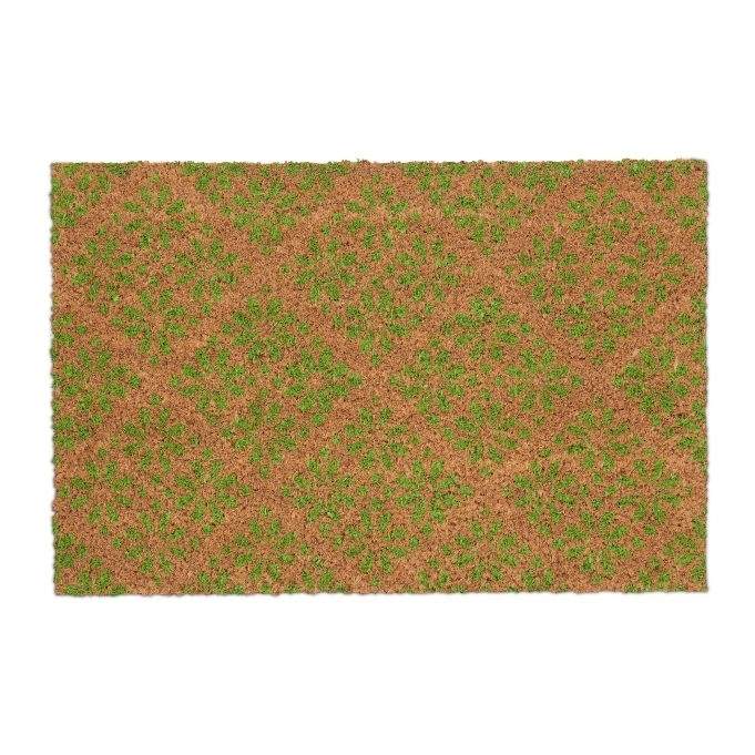 Dørmåtte i kokos med blomstermønster