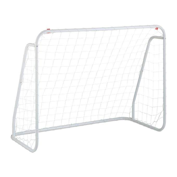 Hvidt fodboldmål med stålramme
