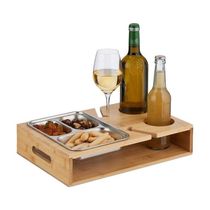 Soffbar med bricka i rostfritt stål