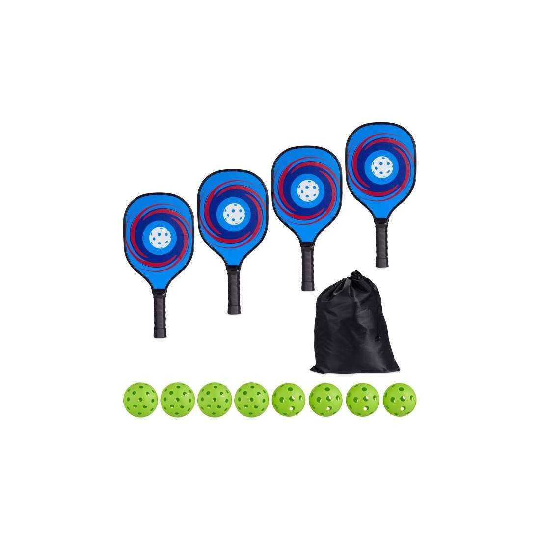 Pickleball Sæt 4 Ketsjere & 8 bolde