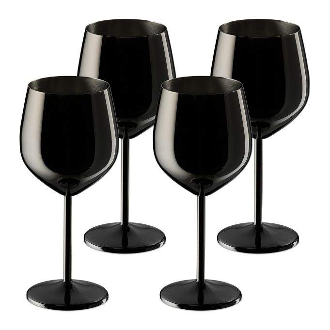 Vinglas i rustfrit stål, sæt med 4 stk
