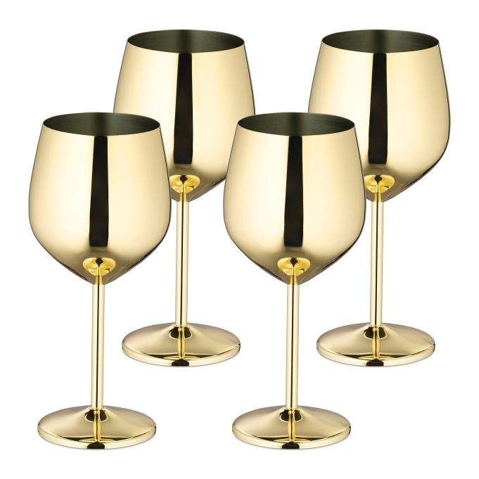Vinglas i rustfrit stål, sæt med 4 stk