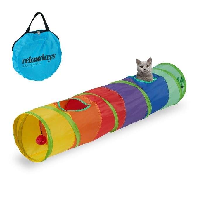 Sammenklappelig kattetunnel i farverige farver