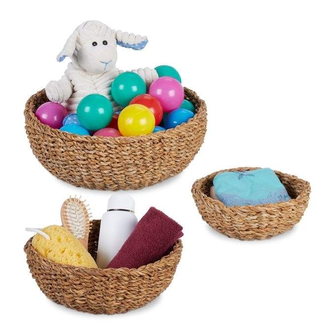 Rund opbevaringskurv sæt med 3