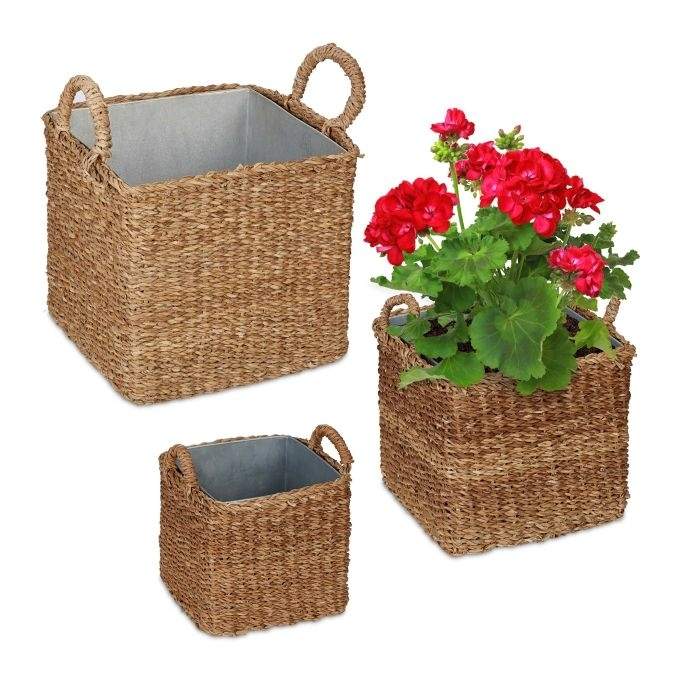 Plantekasse med zinkbakke sæt med 3 stk