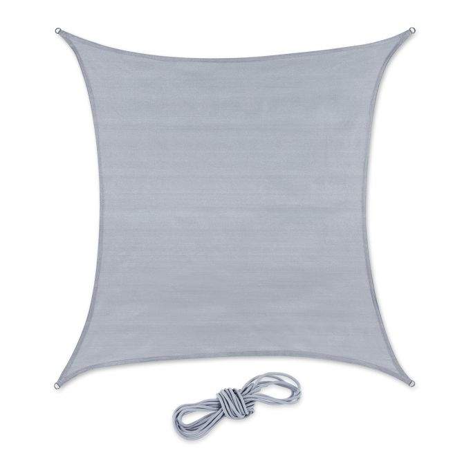 Solsejl polyethylen rektangulært lysegrå