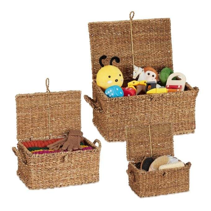 opbevaringsboks i 3 dele med låg