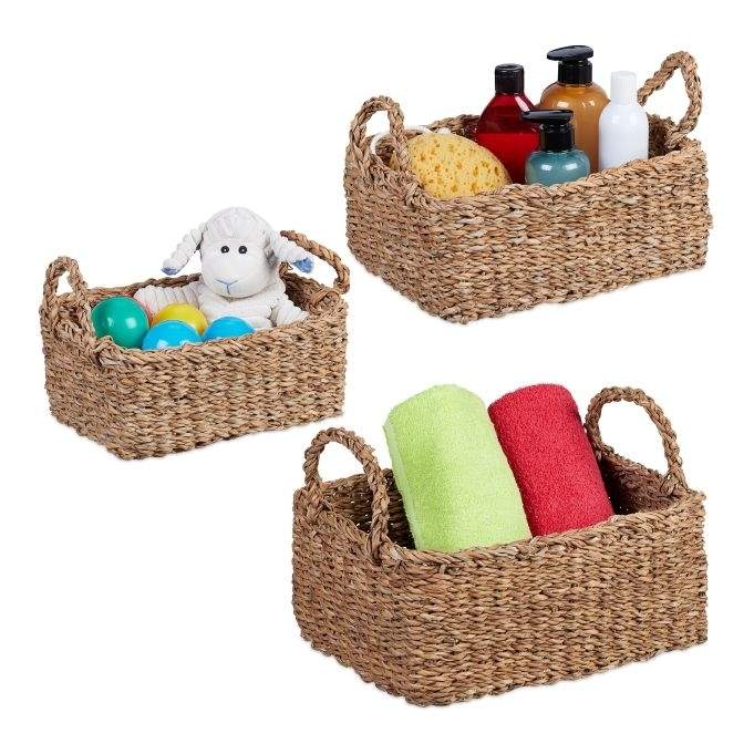 opbevaringskurv i 3 dele lavet af tang