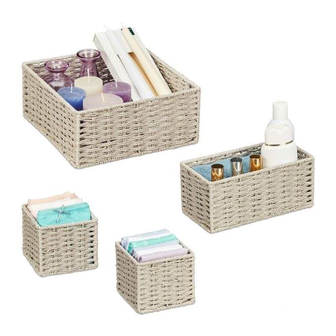 Vævet opbevaringskurv, sæt med 4 stk
