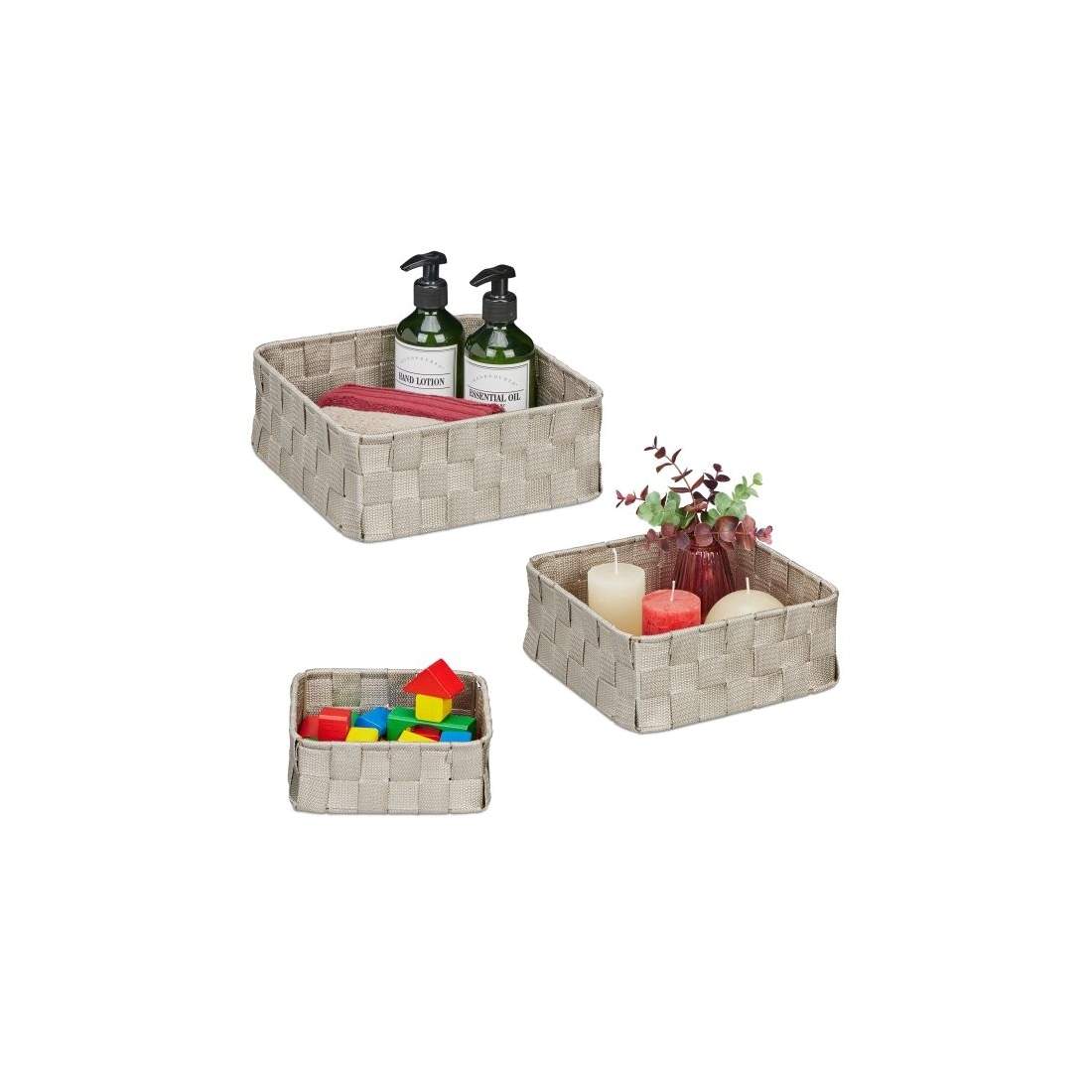 Grå förvaringskorg set om 3 | Hem & Hobby - Resa & Semester - Organisering | Pryloteket