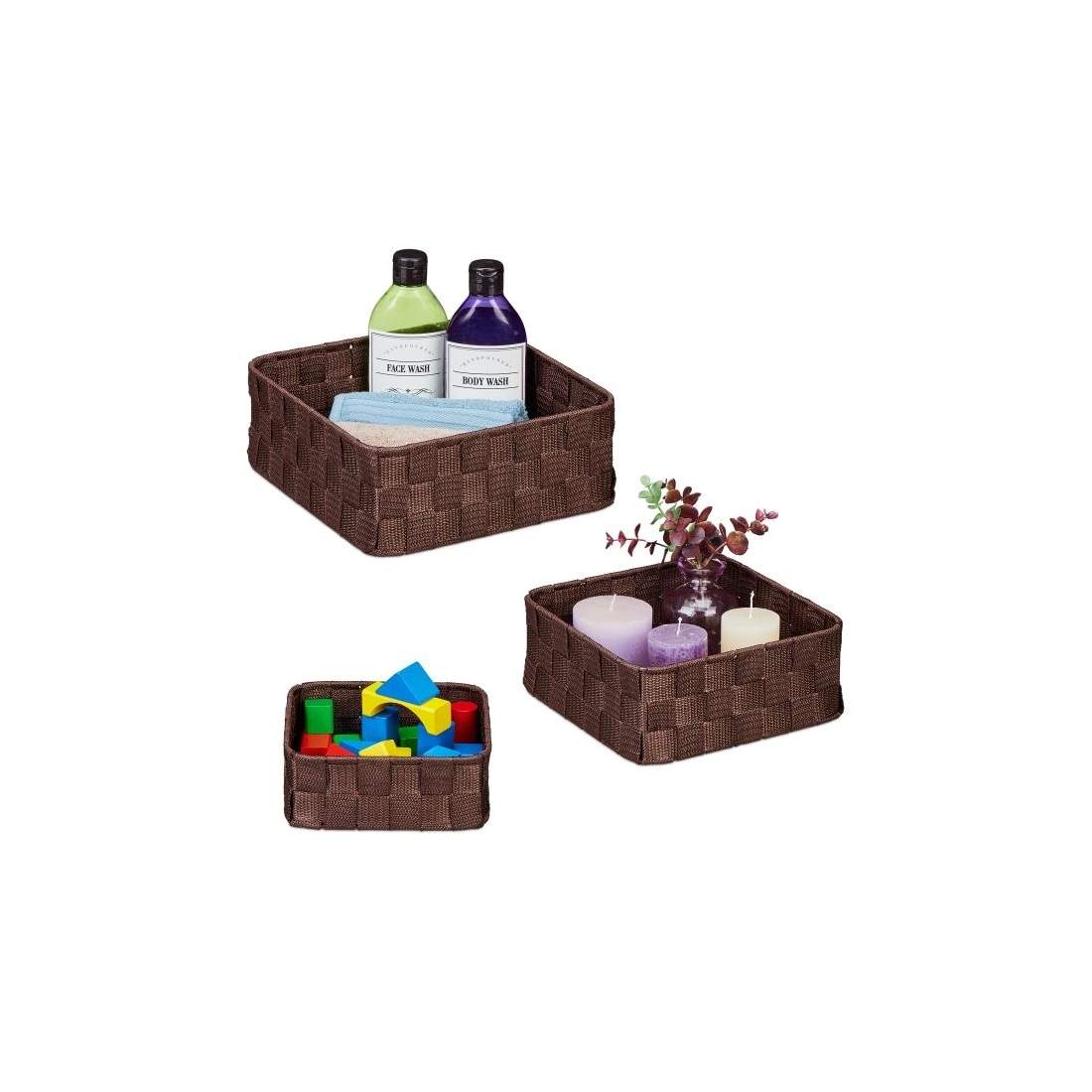 Brun förvaringskorg set om 3 | Hem & Hobby - Resa & Semester - Organisering | Pryloteket
