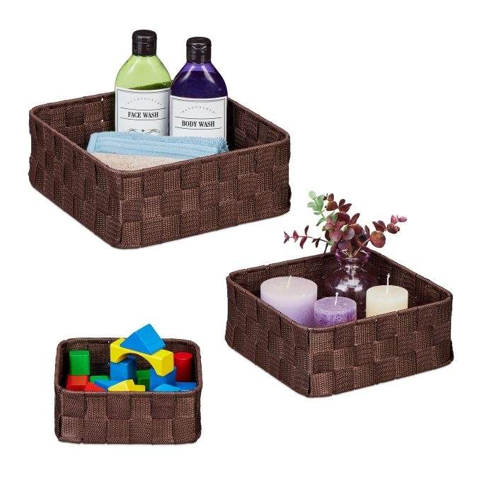 Brun opbevaringskurvsæt med 3 stk