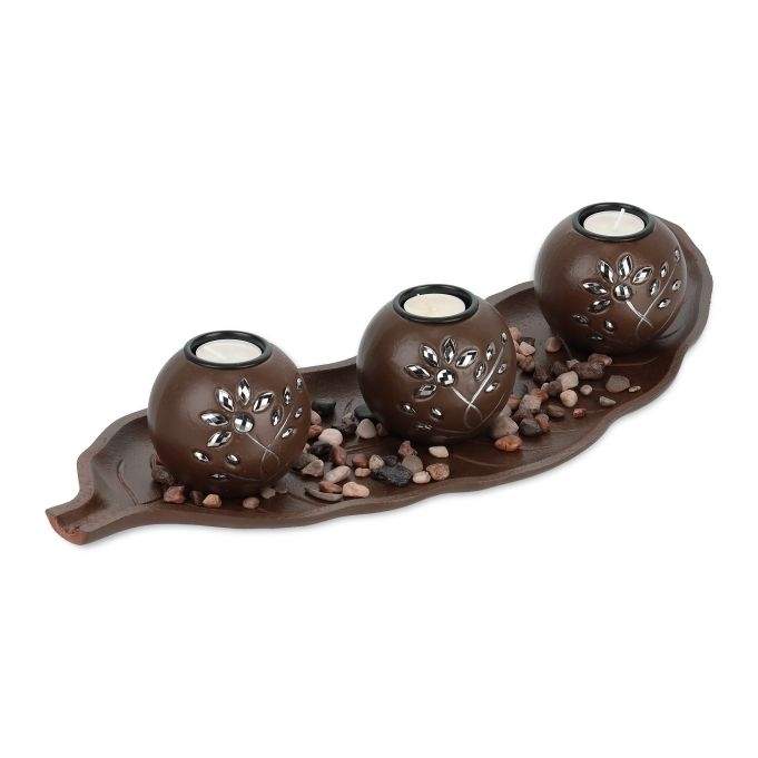 Brun fyrfadsstage med bakke