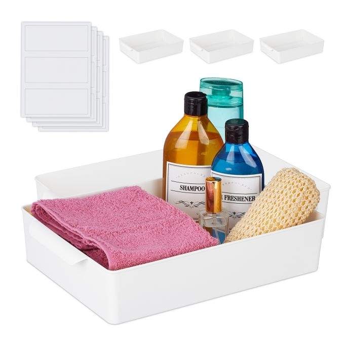 Flad opbevaringsboks i sæt med 4 stk