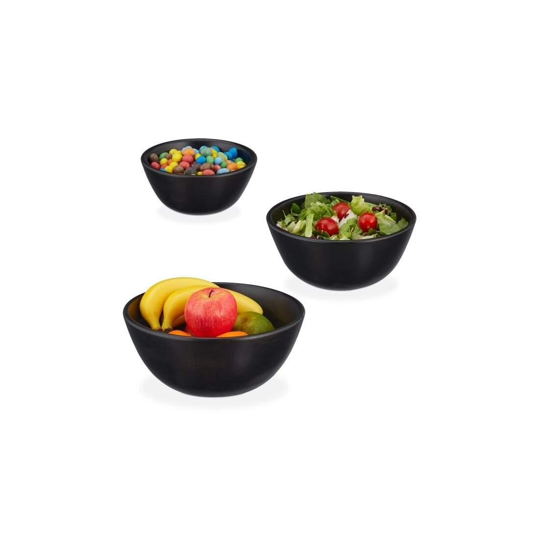 Salladsskål set om 3 svarta | Hem & Hobby - Hem & Hushåll - Kök - Servering | Pryloteket