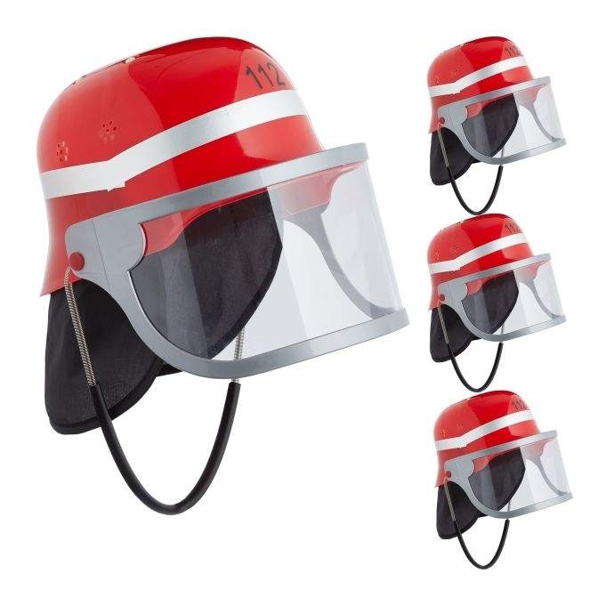 sæt med 4 brandmandshjelme til børn i rødt