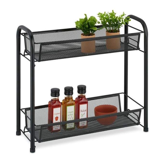 Metal krydderihylde med 2 hylder