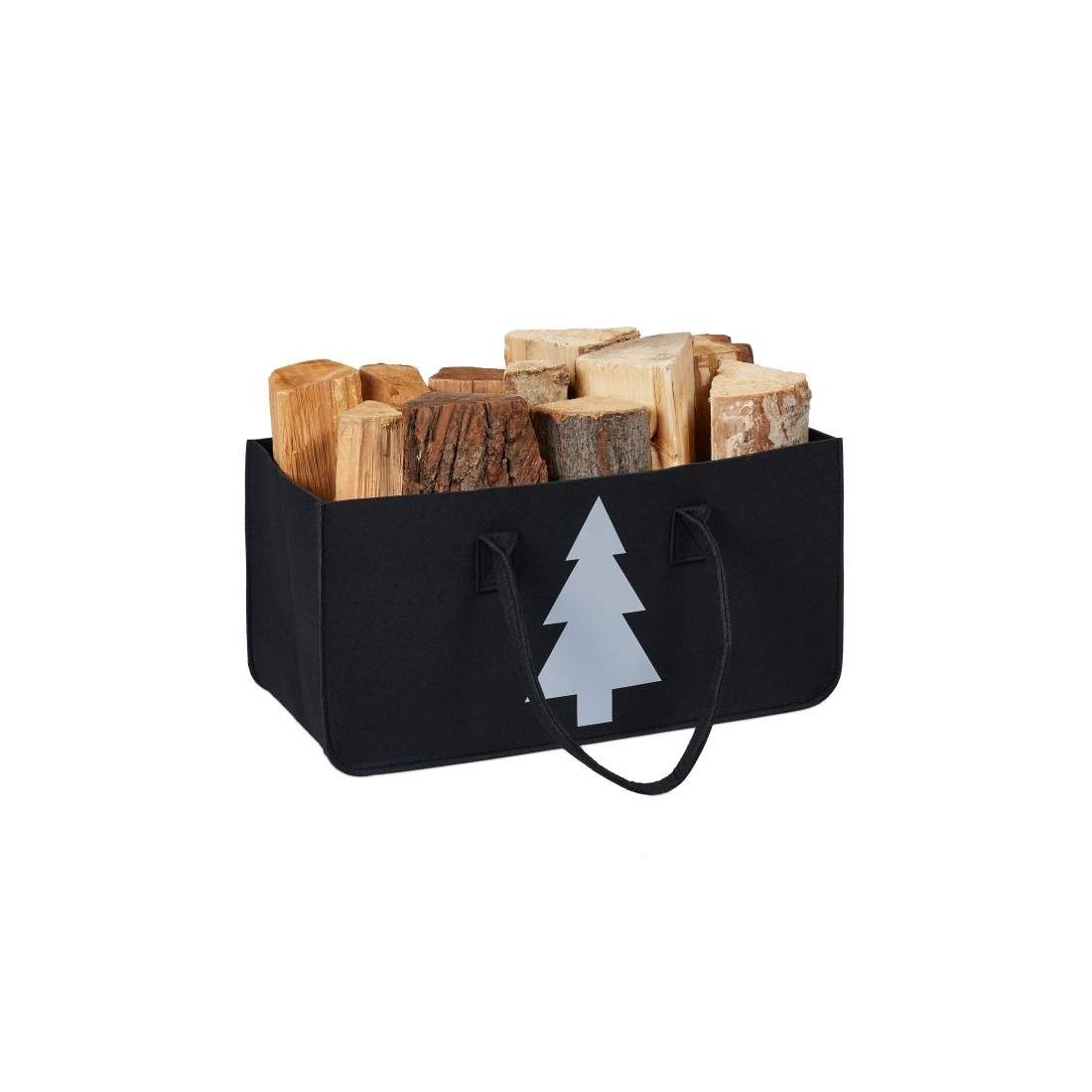 Svart vedpåse i filt med motiv | Leksaker & Spel - Leksaker | Pryloteket