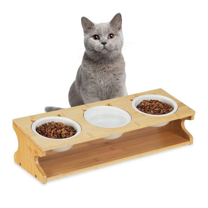 Foderstation til katte med 3 skåle