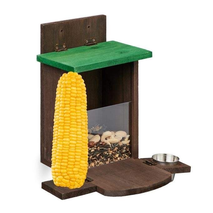 Brun ekorrfoderautomat med skål | Hem & Hobby | Pryloteket