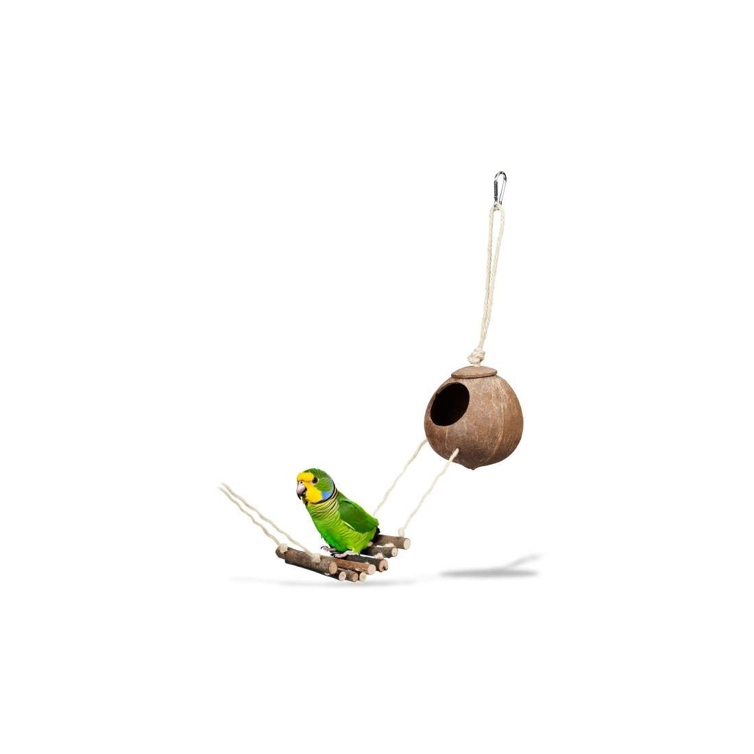 Fågelleksak med kokos och trästege | Elektronik - Tillbehör Mobil & Surfplatta - Mobiltillbehör - Mobilkablar - Tillbehör | Pryloteket