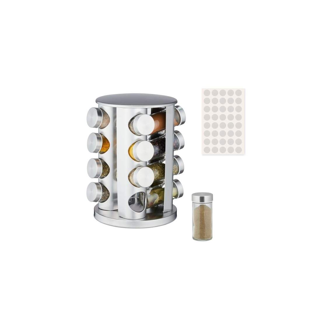 Kryddkarusell i rostfritt stål med 16 glas | Hem & Hobby - Hem & Hushåll - Kök - Köksförvaring - Kryddförvaring - Kryddburkar | Pryloteket