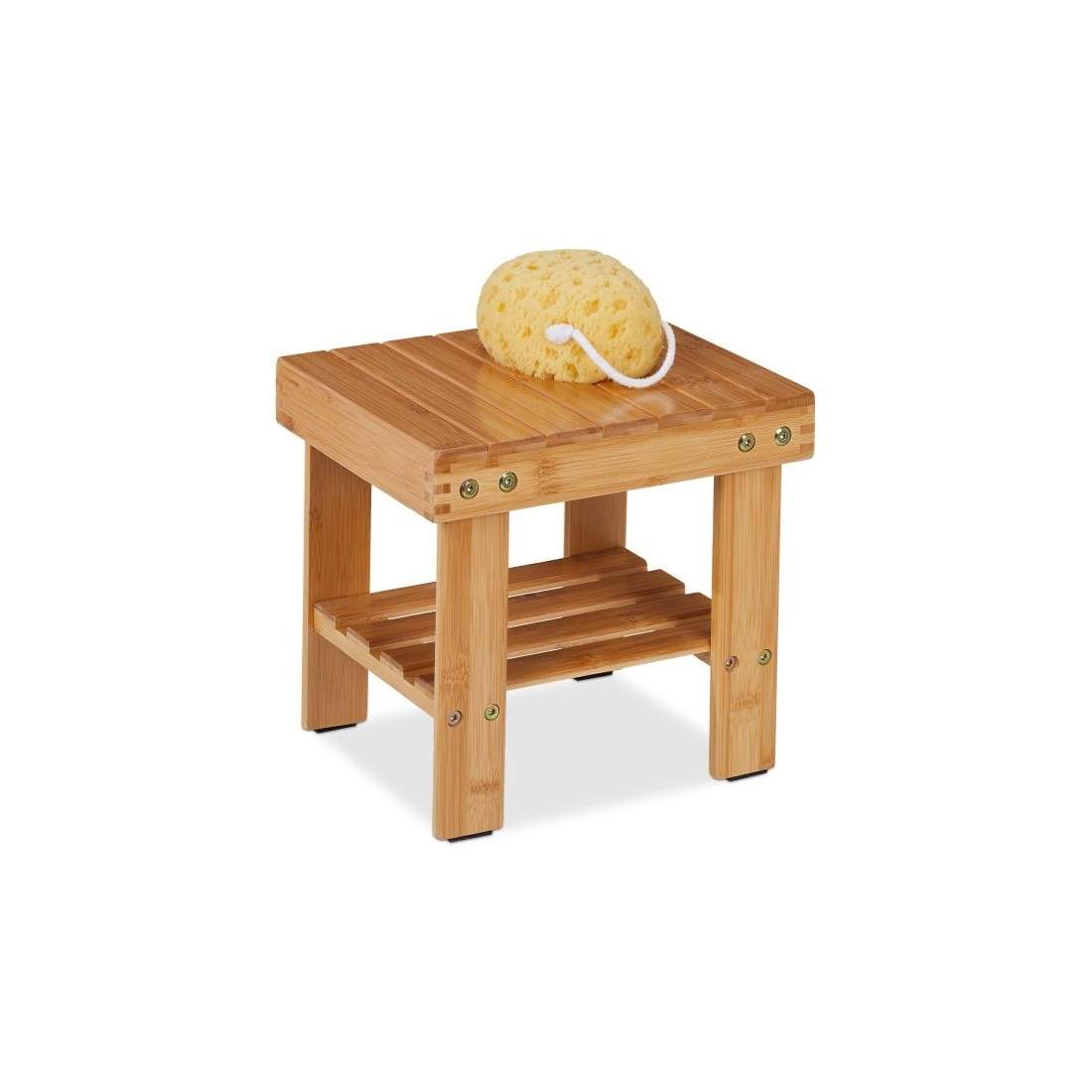 Badrumspall i bambu med extra hylla | Elektronik - Tillbehör Mobil & Surfplatta - Mobiltillbehör - Mobilkablar - Tillbehör | Pryloteket